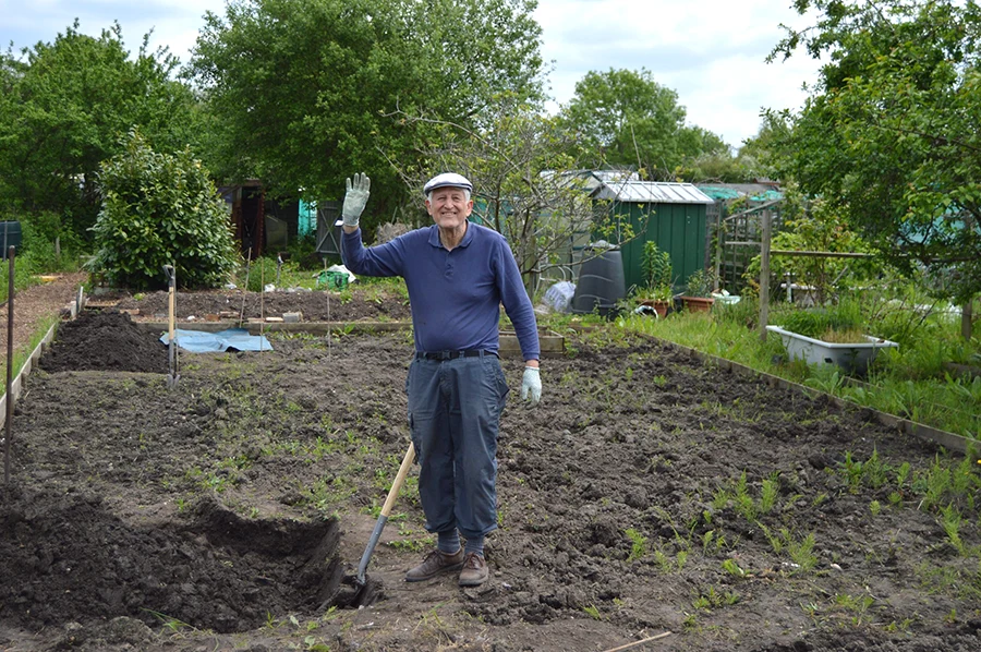 Our Director, Bob, hard at work on our allotments.